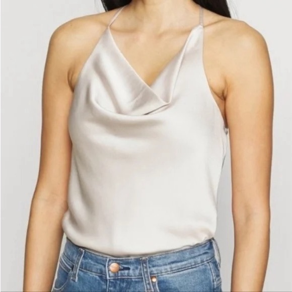 Abercrombie & Fitch Satin Cowl Neck T-Strap Bodysuit - Picture 1 of 12